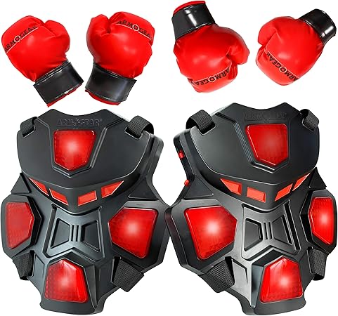 Amazon Armogear 子供用電子ボクシングトイ インタラクティブボクシングゲーム 3つのプレイモード ボクシンググローブ2ペア付き ティーンボーイズ用のクールなおもちゃ スポーツトイ 8歳以上 球技 スポーツ おもちゃ