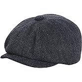 Vintage Wool Newsboy Cap for Kids Boys Girls - Tweed Flat Beret Cabbie Hat Pageboy for 5-9 Years