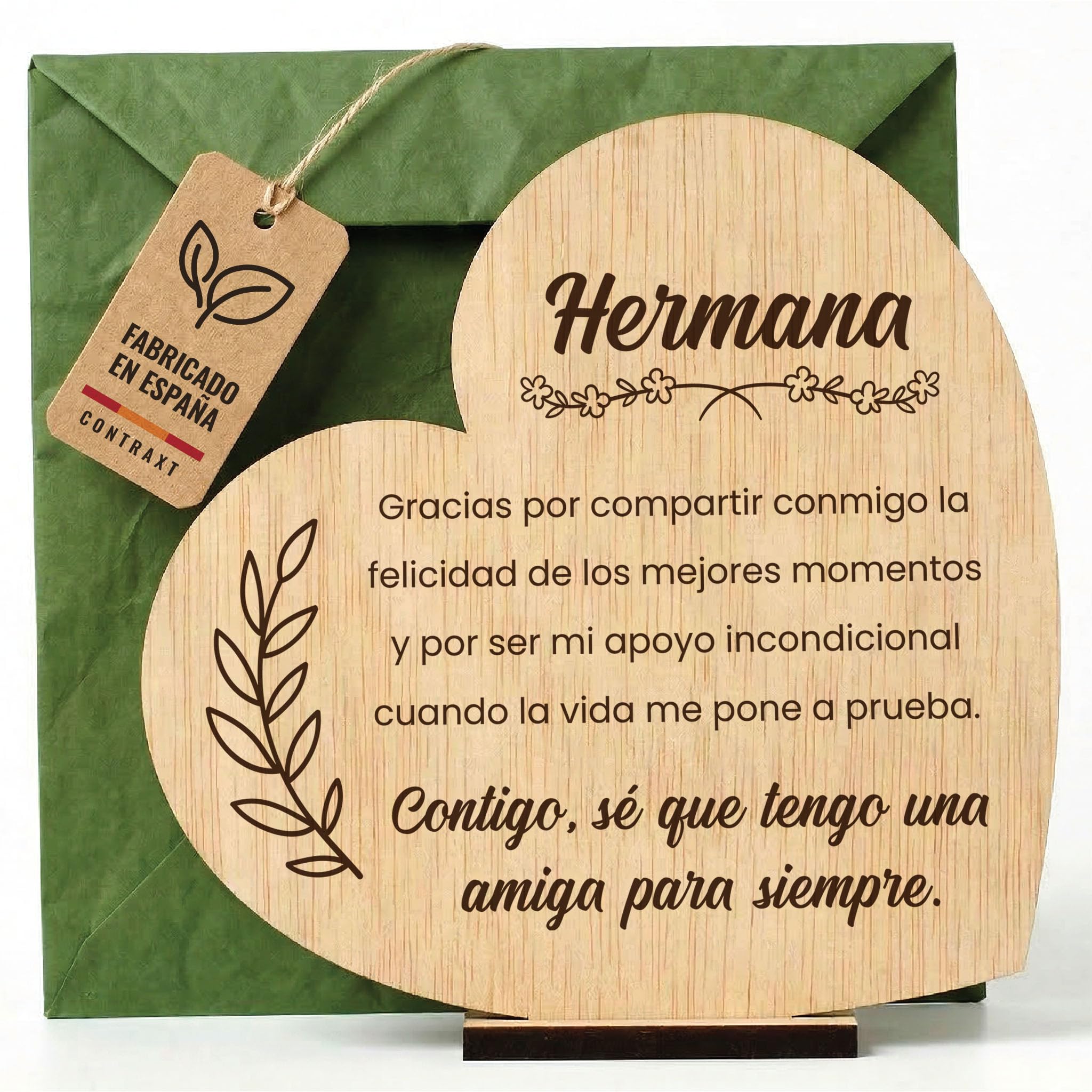 CONTRAXT Tarjeta regalo para Hermana madera. Regalo original hermana Postal cumpleaños para un hermana Que regalar a una hermana Felicitación tarjetas agradecimiento hermana madera (Hermana)