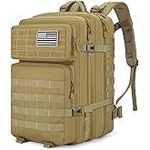 Jornova Tactical Backpack 45L Army Military Rucksack, Water Resistant MOLLE Pack, Large 3 Day Bug Out Bag for Men & Women, Durable Outdoor Gear for Hiking, Camping, Hunting, Travel (Khaki)