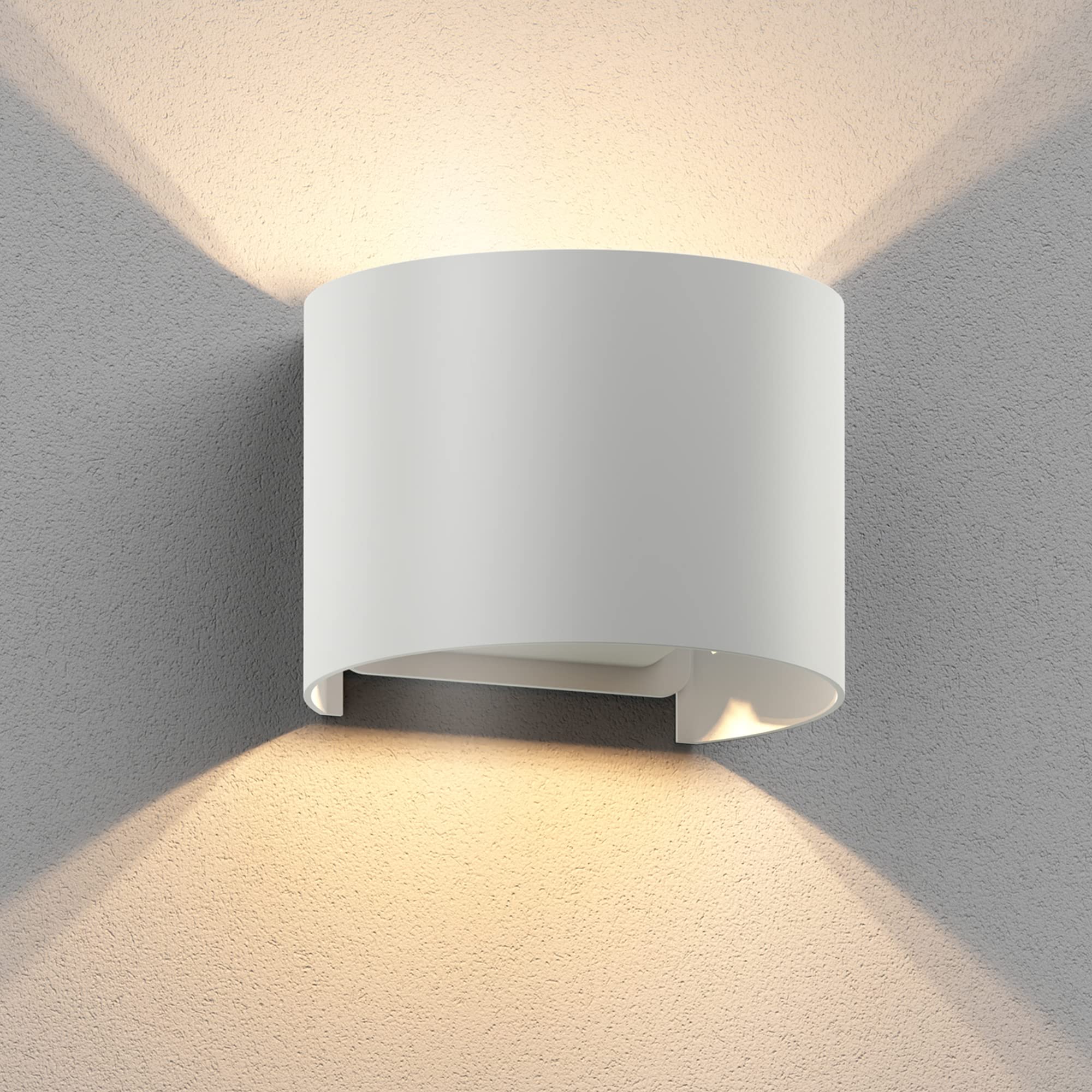 ledscom.de Wall Light RUNEL for Outdoors, IP65, up/Downlight, White matt, Round, 1x G9 max. 10W