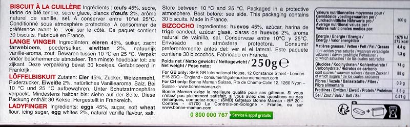 Biscuits à la Cuillère 6 Sachets Fraîcheur de 5 Biscuits, 250g