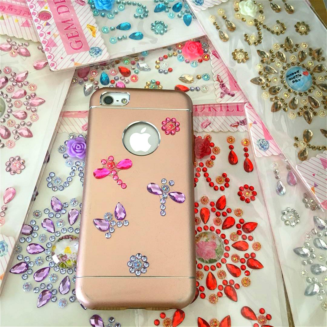 1480 Pieces Self-adhesive Craft Jewels, Morkia 8 Sheets Self-adhesive Rhinestone Stickers Stick-on Crystal Gem Sheets for DIY Crafts Decoration, Assorted Colors, Square, Round and Heart Shaped