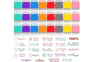 Yinder 24 Pcs Teacher Stamps for Classroom Self Inking School Classroom Stamps Bulk for Teachers Elementary Colorful Motivational Encouraging Gifts Christmas Stocking Stuffers(Classic)