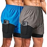 Ultra Performance Men's Athletic 2 in 1 Compression Shorts 2 Pack Mens Gym Workout Running Short’s for Men, 5 Inch Inseam