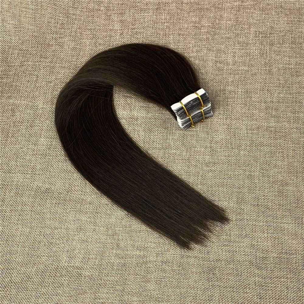Komorebi #2 Darkest Brown-22Inch Remy Hair Tape In Hair Extensions Human Hair Darkest Brown 20pcs 50g Long Straight Skin Weft Hair Invisible Double Sided Tape Human Hair