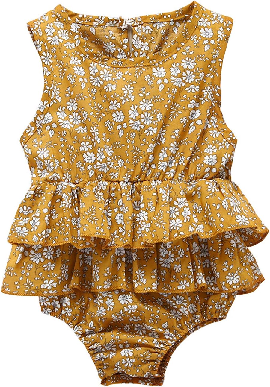 FullGood Newborn Infant Baby Girl Clothes Floral Cute Print Romper Shorts Jumpsuit Summer Outfit Set Dresses