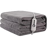 Electric Heated Blanket 50"x60" Throw Size, Soft Coral Fleece with 4 Heating Levels and 3 Hours Auto-Off, Machine Washable, Cozy Plush Fabric for Home, Light Grey