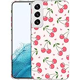 SuzaCase Back Case for Samsung Galaxy S22 5G, Samsung S22 Case with Stylish Cherry Pink Pattern Design Printed Cute, Sleek Durable Hardshell Protective Phone Case/Cover for Samsung S22 5G