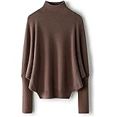 Ciovkis Women's Merino Wool Blend Oversized Sweater 2025 Fall Winter Fashion Mock Neck Batwing Sleeve Knitted Pullover