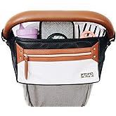 Itzy Ritzy Adjustable Stroller Caddy and Organizer Bag Featuring Front Zippered Pocket, 2 Built-In Interior Pockets & Adjustable Straps to Fit Nearly Any Stroller (Coffee and Cream)