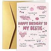 Oamiolek Funny Birthday Card for Bestie, Cute Bestie Birthday Card, Lovely Bday Cards for Friend Soulmate Sister BFF