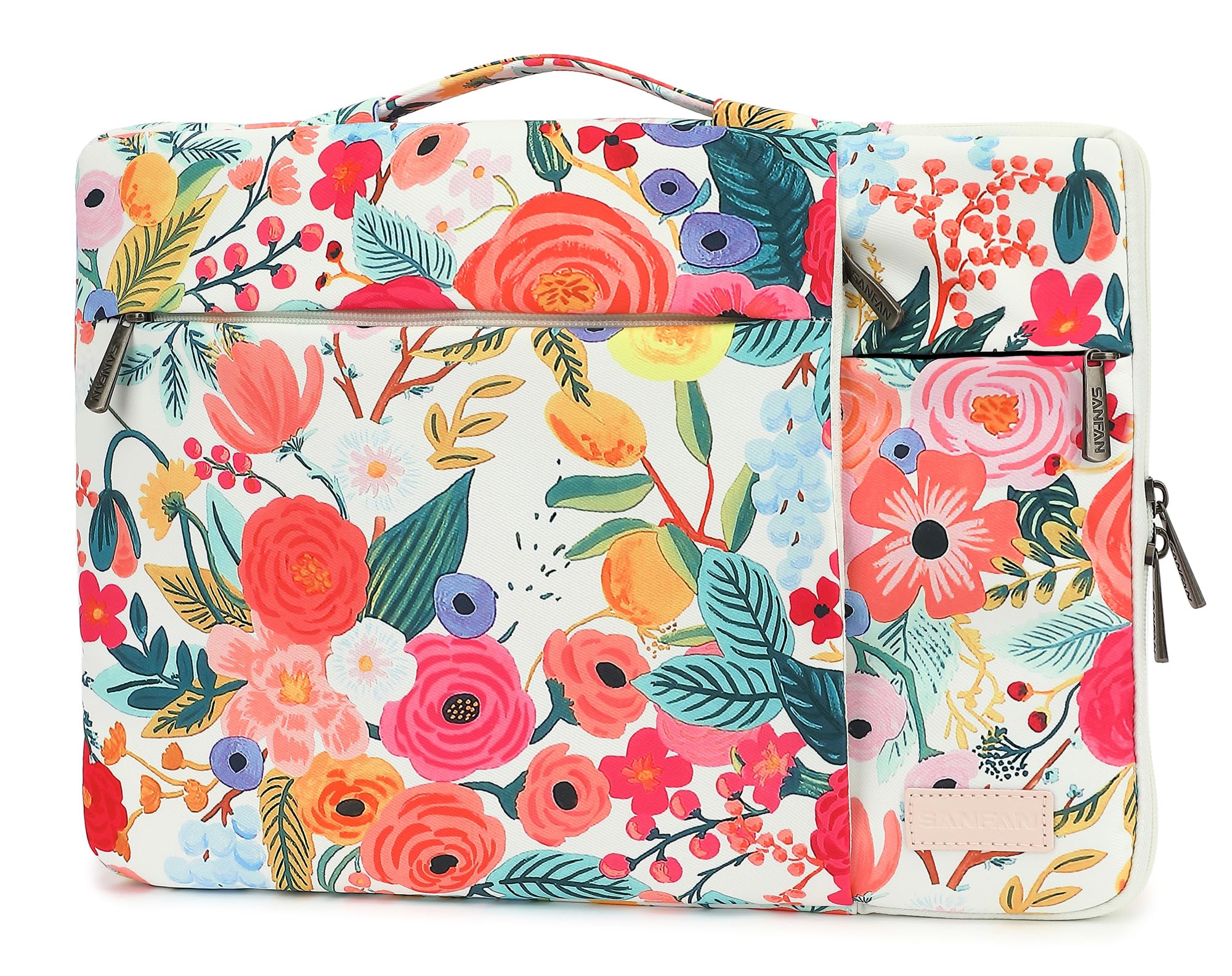 Photo 1 of SANFAN 360° Protective 3 Pockets Laptop Sleeve Case Bag with Handle for MacBook Air 15 inch,MacBook Pro 16 inch and 15.6 inch Screen Laptop (Watercolor Flowers)