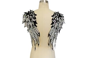 Zbroh Handmade 18 Colour Sew on Rhinestones Pearl Lace Applique Handsewing Beads Trim Patches for Dress Clothes Accessory (Black)