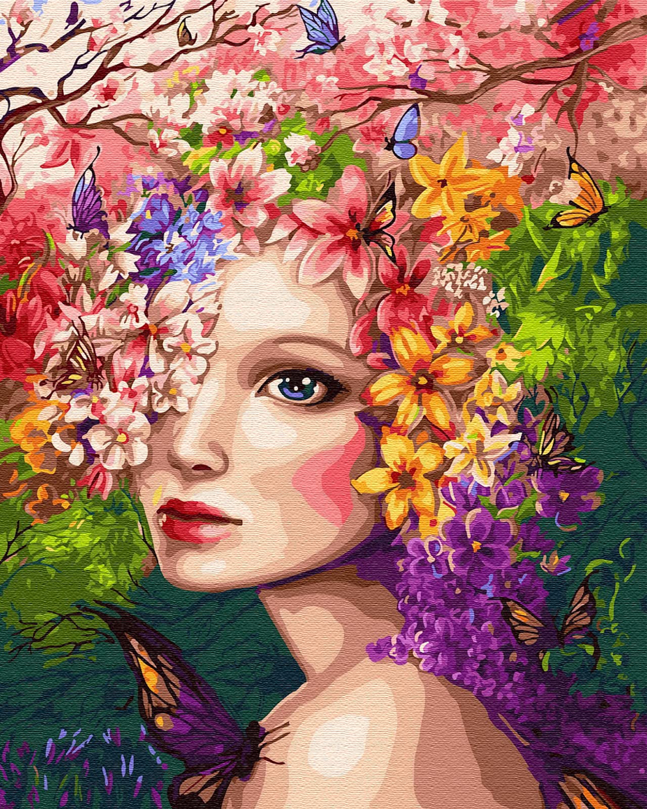 LukFun Oil Painting Paint by Number Kits for Adults, Women Paint by Numbers on Canvas, Colorful Painting Craft, 16 x 20 inch (Flower Girl, Without Frame)