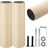 2 Root Cat Scratching Post Replacement 13.78x3.54 Cat Tree Scratch Post Replacement Natural Sisal Pole Cat Scratch Post Refill Pole Part with M8 Screws for Kitten Tree Tower Cat Furniture Accessories