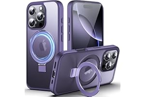 DASFOND Mag-Stand Designed for iPhone 16 Pro Case, Upgraded [All-in-1] [Compatible with MagSafe] Invisible Ring Kickstand Tra
