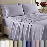 California Design Den King Size Sheets Set - 1000 Thread Count Sateen, Thick and Natural 100% Cotton Bed Sheets King Size, Deep Pockets, Durable Bedding - Lavender Grey