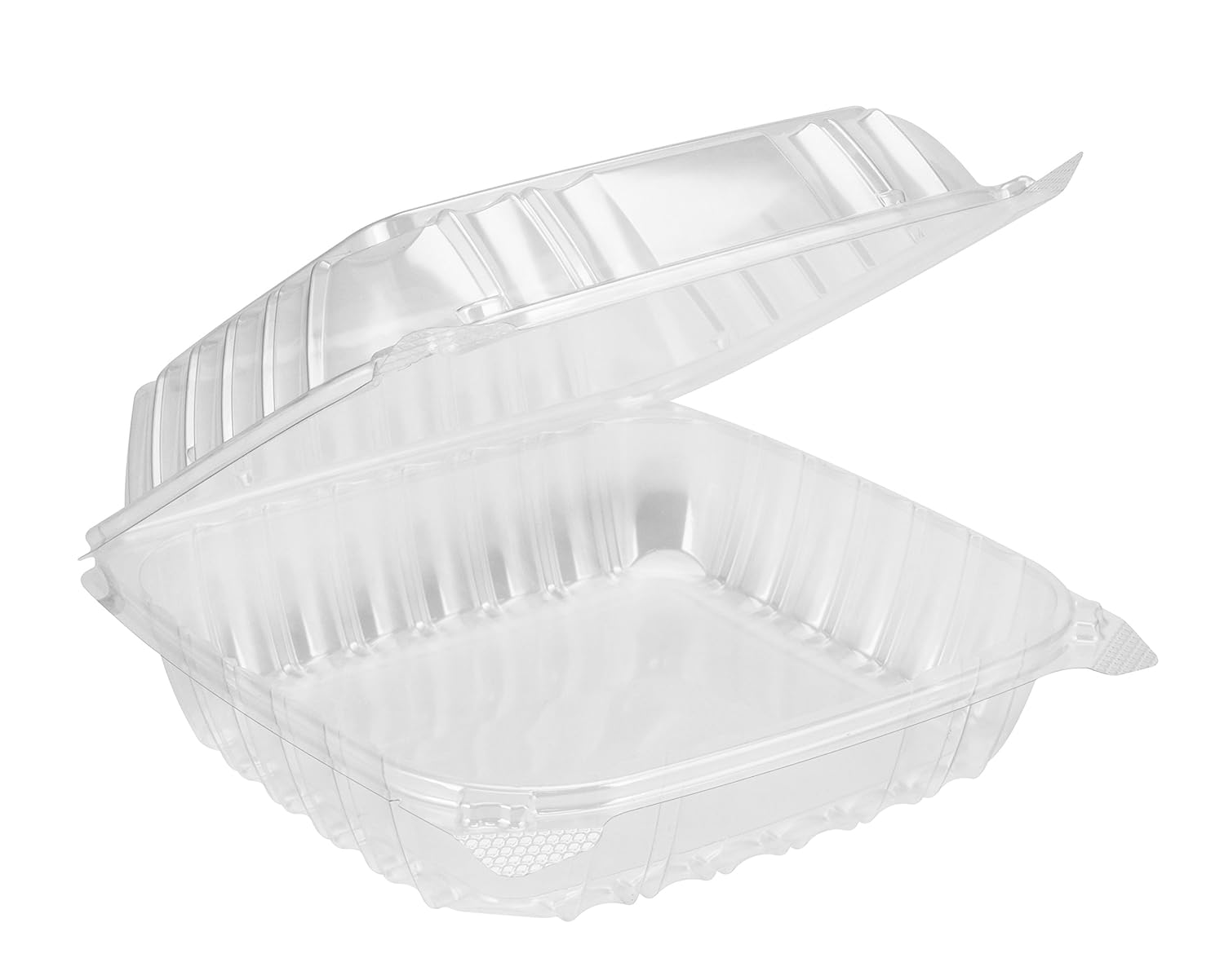 CASE OF 50 Polyethylene Terephthalate Square Cold Clamshell Container