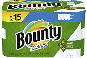 Bounty Select-A-Size 2-Ply Paper Towels, 17-11/16" x 11-3/4", White, 123 Sheets Per Roll, Pack Of 6 Rolls