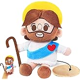 Beeadore 7" Jesus Plush Doll for Kids, Small Stuffed Jesus Shoulder Plush Toys for Christian Religious Gifts
