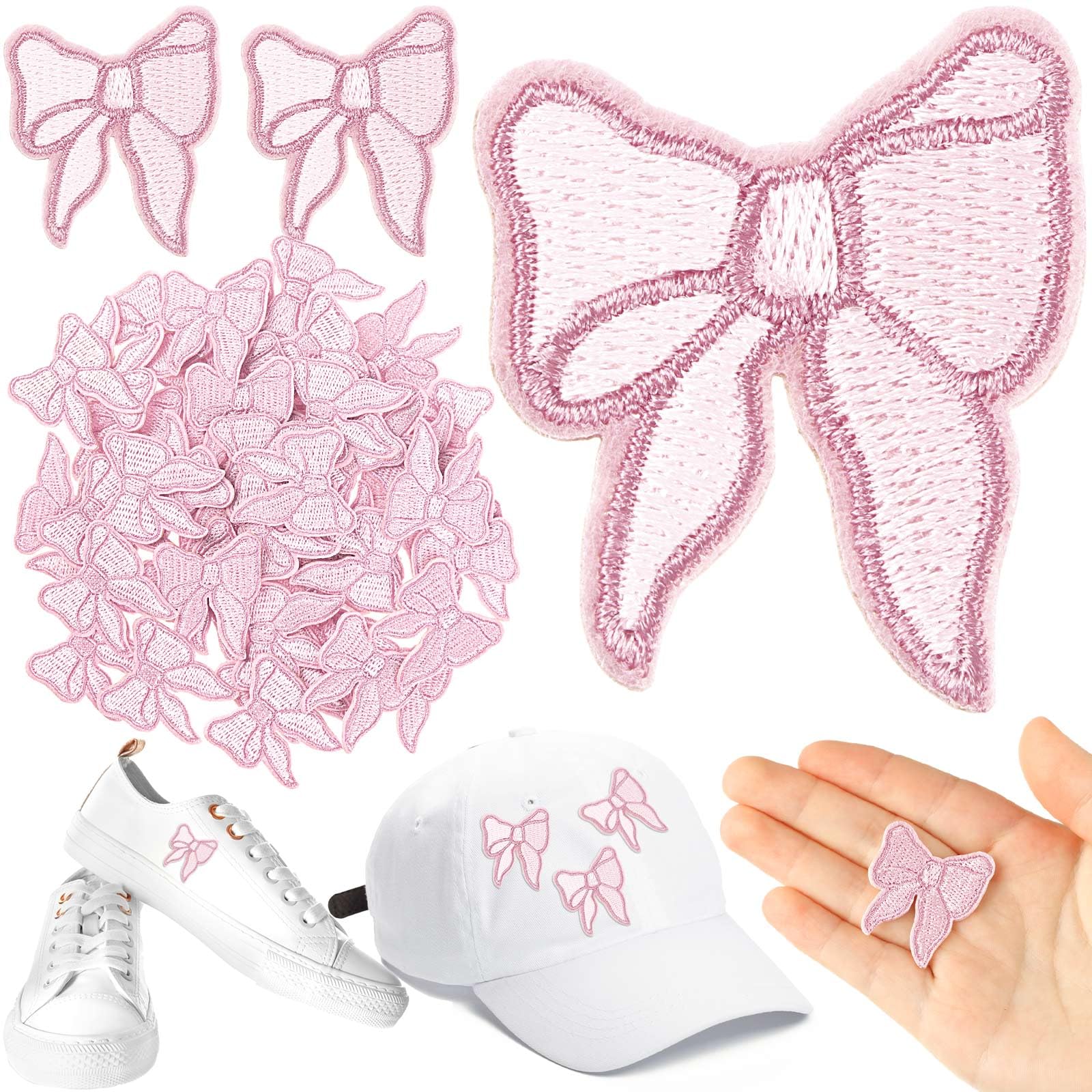 Photo 1 of **partial set**
Lyrow 48 Pcs Pink Bow Iron on Patches 1.5 x 1.2 Inch Small Embroidery Bow Patches for Clothes Cute Iron on Stickers Embroidered Applique for DIY Sewing Jeans Shirt Hat Jacket Backpack(Classic)