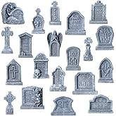 Bbiamsleep 20 Pcs Halloween Miniature Tombstones Mini Resin Tombstones | Miniature Gravestones Mini Halloween Figurines for DIY Crafts Outdoor Mini Graveyard Scene Decorations