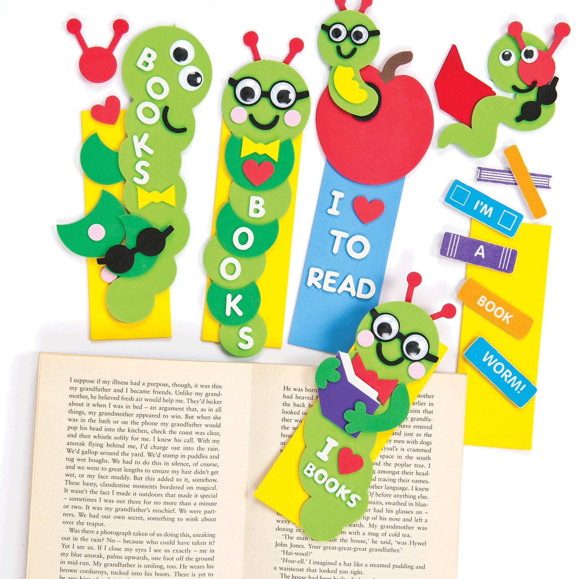 Baker Ross EV580 Bookworm Foam Bookmark Kits (Pack of 4)