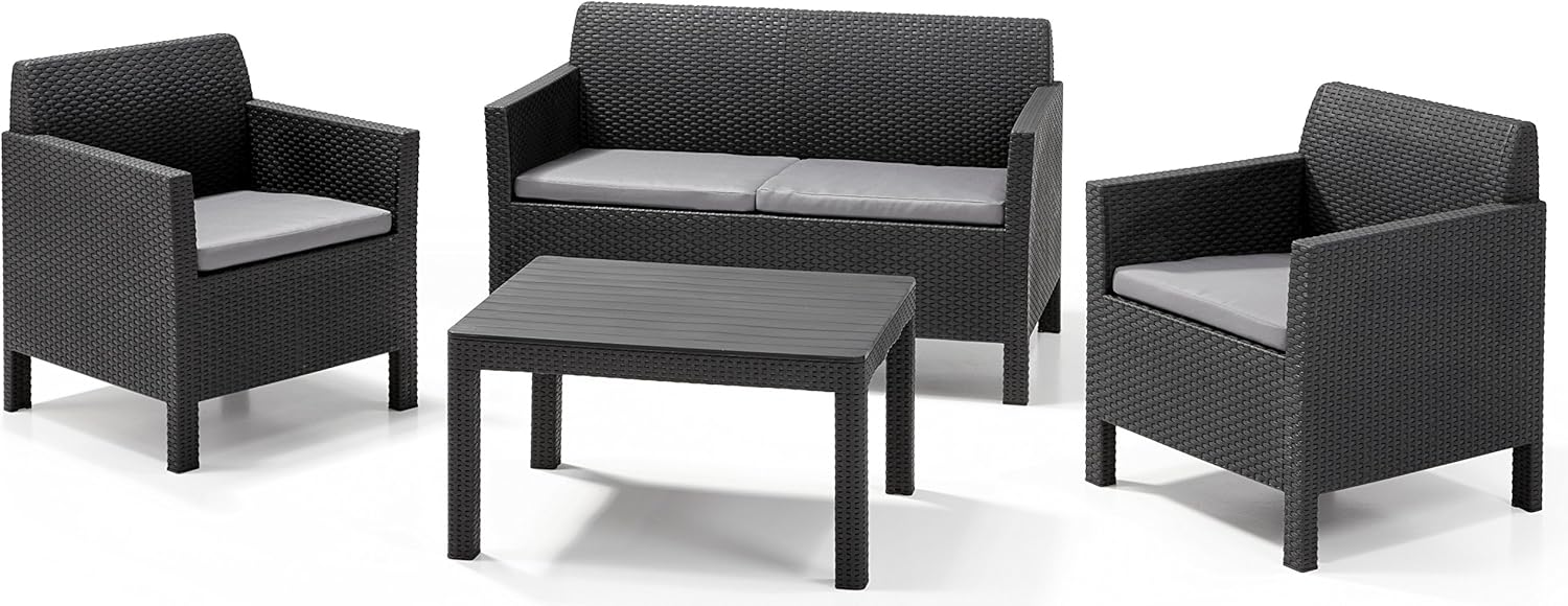 Amazon De Allibert Lounge Set Orlando Big Table Grau 4 Teilig