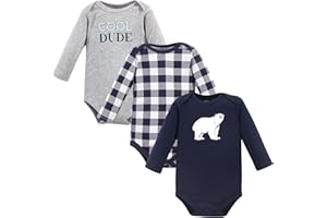Hudson Baby baby-boys Cotton Long-sleeve Bodysuits 3-pack