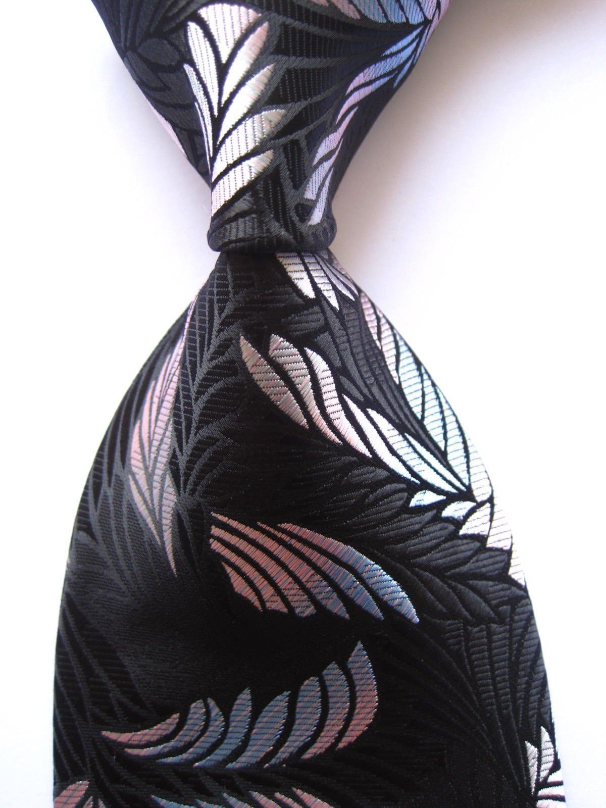 Scott Alain Creation - Neckties Black and Pink Leaf 100% New Jacquard Woven Silk Men's Tie Necktie