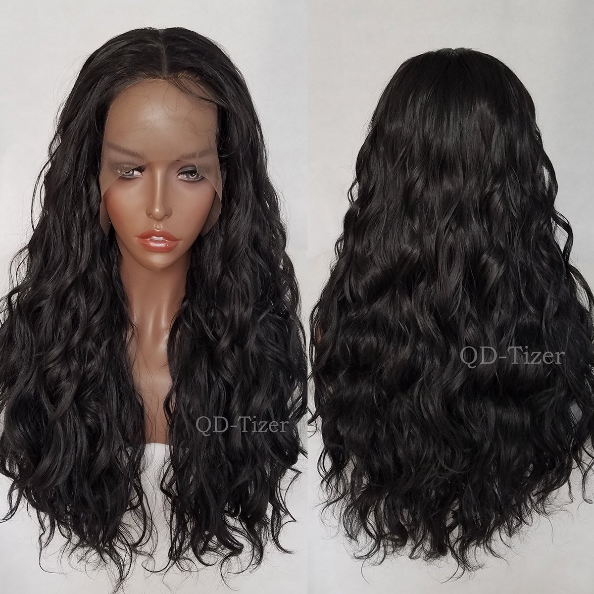 qd tizer lang body Wave Perücke Lace Front Perücken Synthetic schwarz klebefreien hitzebeständig lose wave Perücke für Frauen Amazon Beauty