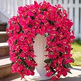 Fake Bougainvillea Artificial Flowers for Outdoors Decoration 2 pcs Faux Hanging Flowers Plants for Outdoor Planters UV Resistant Silk Bougainvillea Vines for Front Door Porch Urn Patio Garden