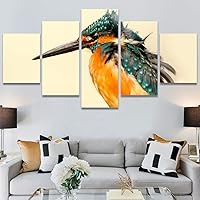 SIGNWIN 5 Panel Canvas Wall Art Modern Art Birds Bohemian Expressive Multicolor Photography Single for Home Decorations Ready to Hang - 60