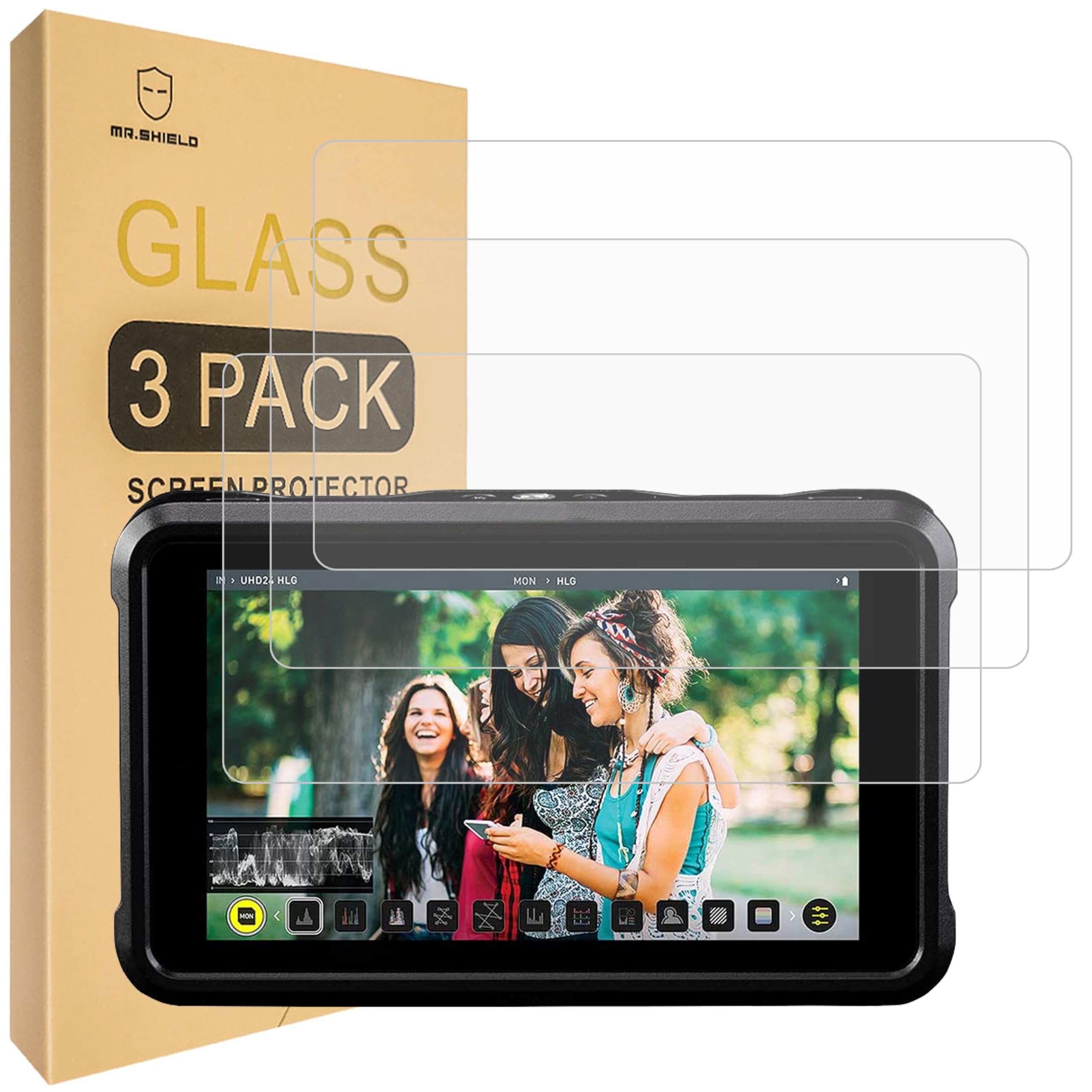 Mr.Shield Screen Protector For Atomos Shinobi 5" 5 inch [Tempered Glass] [9H Hardness] [3-Pack] Screen Protector