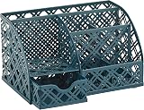 EXERZ Desk Organiser Mesh Desk Tidy Caddy 7 Compartments Aegean Blue view 4