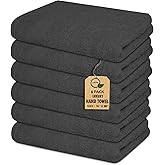 Premium Hand Towels Pack of 6 (16" x 30”) 100% Combed Ring Spun Cotton | Highly Absorbent Hand Towels Set | Ultra Soft for Home, Gym & Spa (Grey)