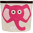 3 Sprouts Large Toy Storage Basket - Durable Kids & Baby Toy Bin with Handles for Toy Basket Storage, Round Hamper for Laundry in Nursery & Playroom, Elephant