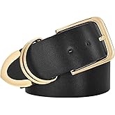 WERFORU Women Wide Leather Belt Women Fashion Wide Belt for Dresses Jeans Ladies Fashion Thick Waistbelt with Gold Buckle