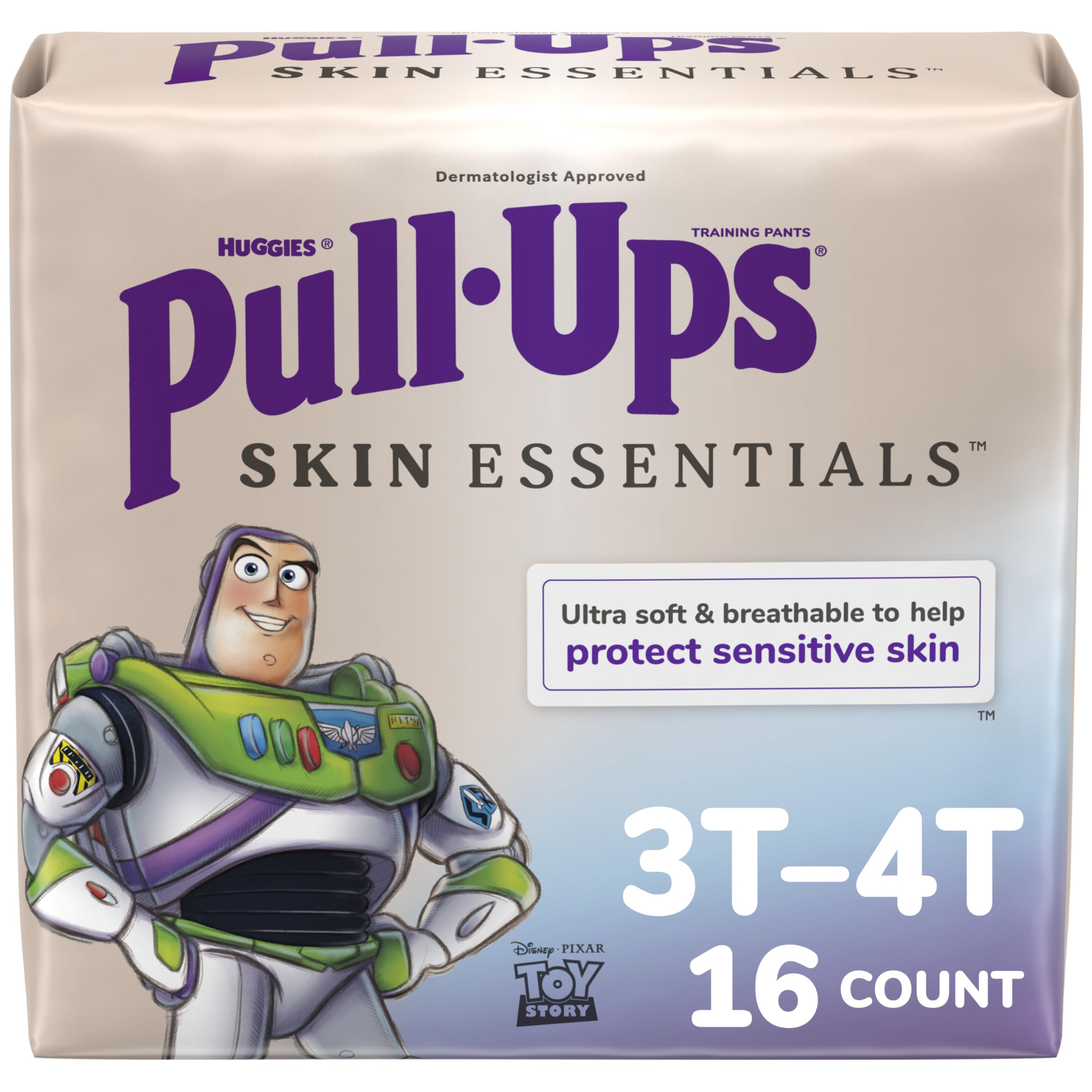 Pull-Ups Boys' Skin Essentials Potty Training Pants, Training Underwear, 3T-4T (32-40 lbs), 16 Ct