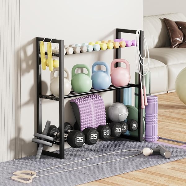3 TIER DUMBBELL RACK, WEIGHT RACK FOR HOME GYM, 390 LB CAPACITY