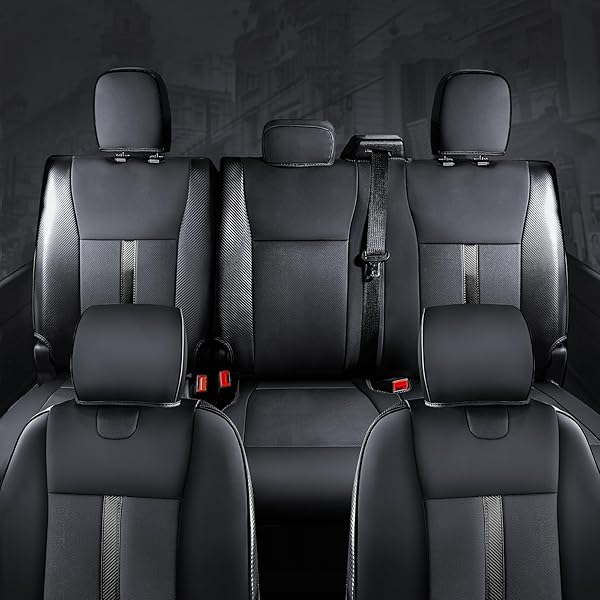 PREMIUM FAUX LEATHER SEAT COVERS CUSTOM FIT FOR FORD F150 SUPERCREW XL XLT STX (2015-2020) & F250/F350/F450 CREW CAB XL XLT (2017–2022) – FULLY COVERED – DESIGNED FOR 40/CONSOLE/40 FRONT SEATS