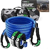 Rhino USA Kinetic Rope Recovery Kit (7/8in x 30ft) - Heavy Duty Offroad Snatch Strap - Includes 2 Soft Shackle for UTV, ATV, Truck, Car, Jeep, Tractor