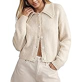 Watashi Women Sweater Cardigan Casual Cropped Collared Knit Cardigans Button Up Long Sleeve Fall Spring Sweaters Knitwear