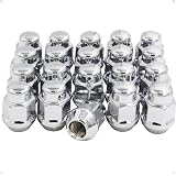Set Of 24 Chrome 7/16-20 Closed End Bulge Acorn Lug Nuts - 60 Degree Cone Seat, 3/4" Hex