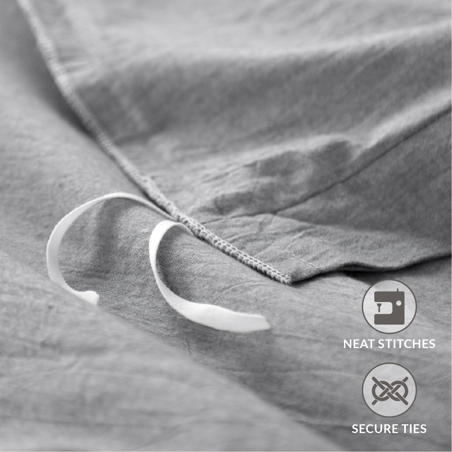 Bedsure Cotton Duvet Cover King size Grey Bedding 3 Pieces Duvets Covers Sets 2 Pillow Shams