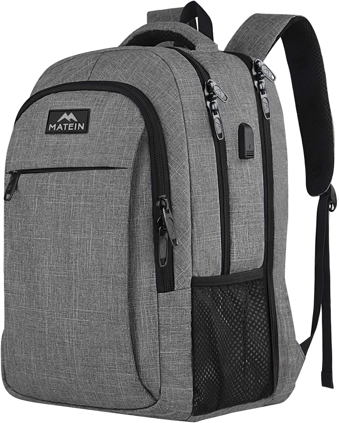 MATEIN Laptop Backpack 17.3 Inch Large Anti-Theft Backpack with USB Charging Port College Bag Daypack for Men Women Water Resistant Laptop Rucksack for Travel Work Business Office, Grey