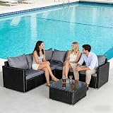 Panana 5 Seater Rattan Corner Sofa Set with Coffee Table and Cover view 9