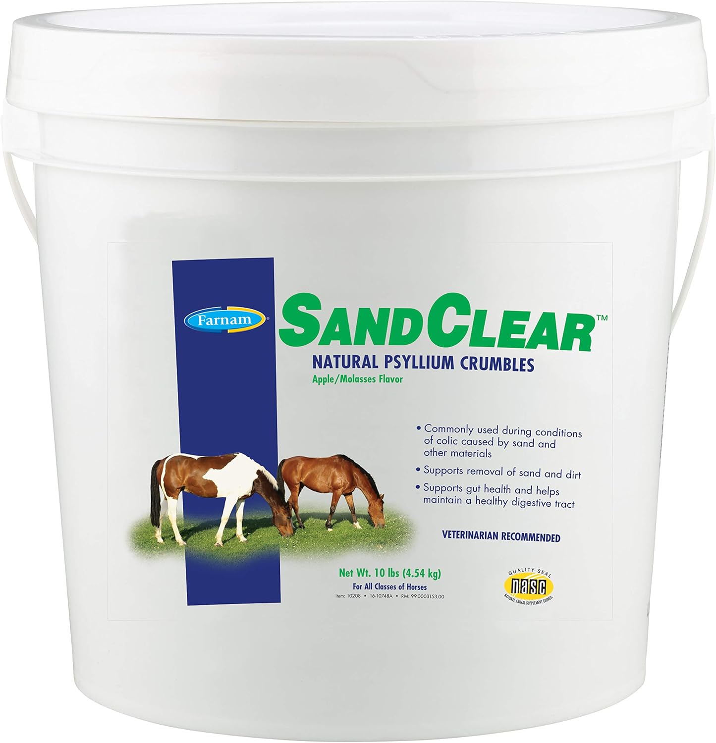 Farnam SandClear Natural Psyllium Crumbles, supports the removal of sand and dirt, 10 pound (10208) : Horse Psyllium : Pet Supplies