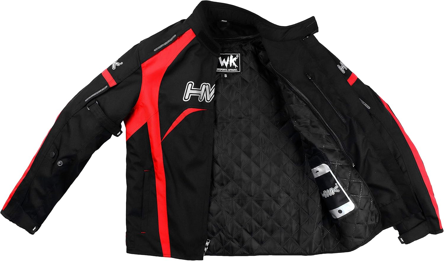 Motorcycle Jacket Men's Riding HWK Textile Racing Motorbike Hi-Vis Biker CE Armored Waterproof Jackets (Red, M): Automotive